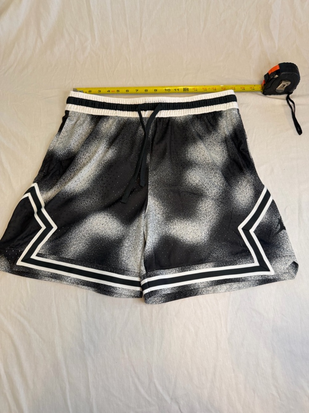Jordan Black & White Gradient Athletic Shorts with Drawstring